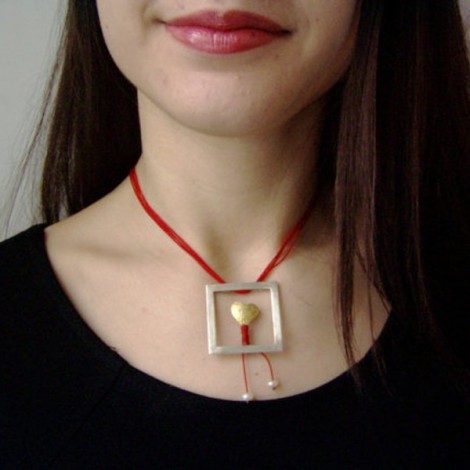 Modern heart necklace,...