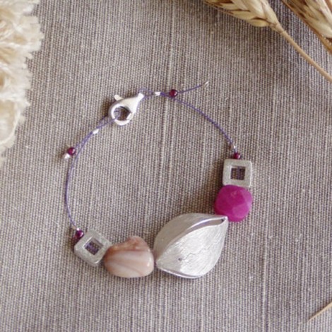 Chunky silver and pink jade...