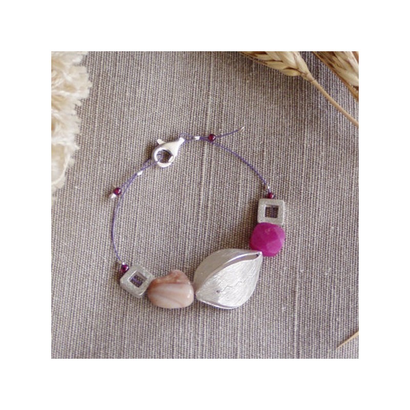 Chunky silver and pink jade and...