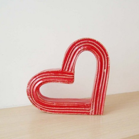 Red ceramic heart outline...