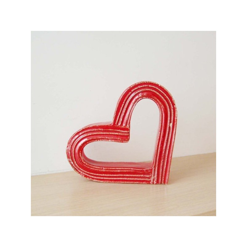 Red ceramic heart outline sculpture