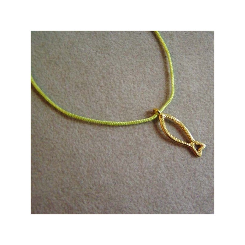 Fish outline gold necklace, 18 k...