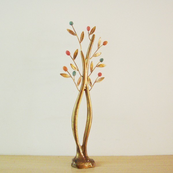 Olive Tree Sculpture With Colourful Olives, Brass Mini Sculpture of Minimal  Olive Tree, Oxidised Brass Olive Tree With Ceramic Olives 