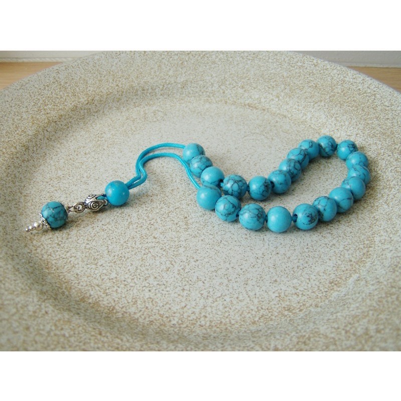 Turquoise and silver worry beads with...