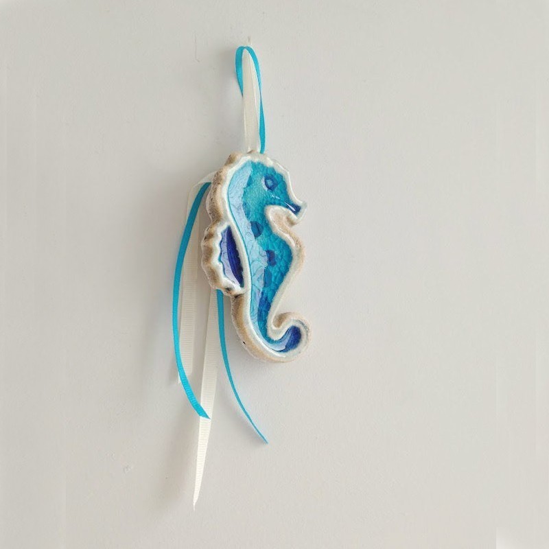 Blue sea horse wall hanging, ceramic...