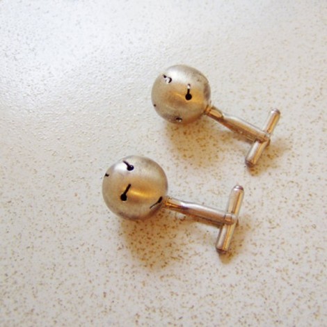 Designer sterling cufflinks, modern, matte finish and texture.