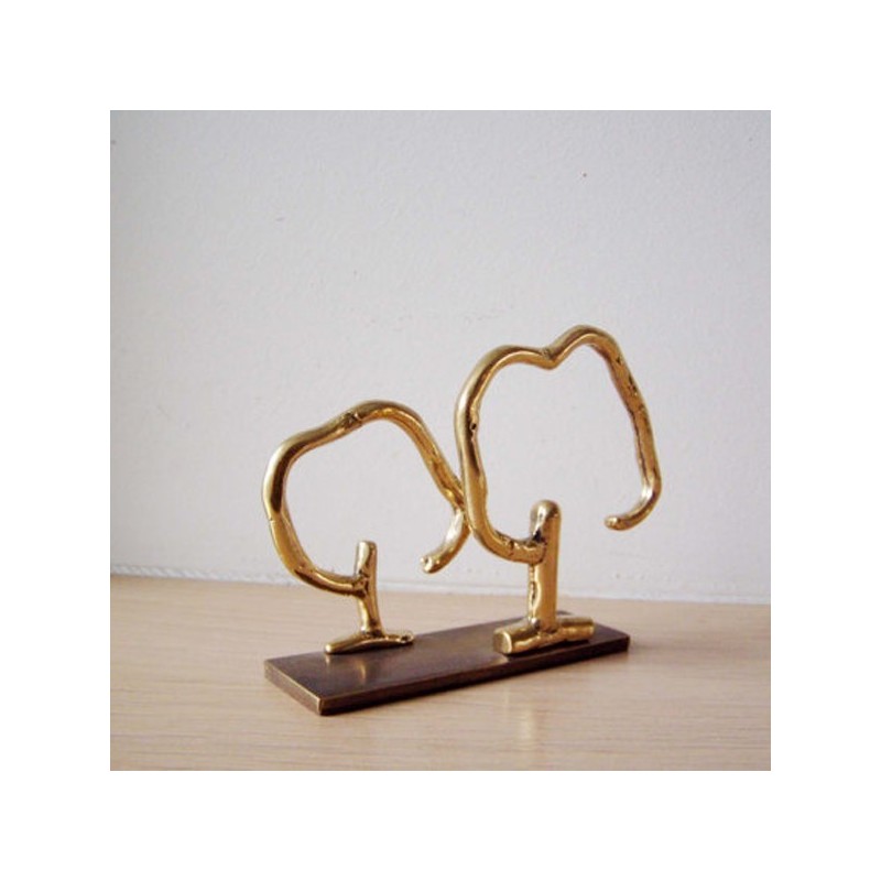 Brass trees outline metal cardholder