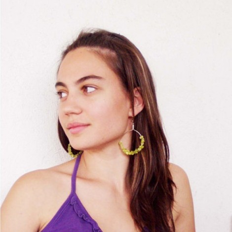 Chartreuse dangle earrings, sterling silver dangle earrings with peridot chip gemstone. 2
