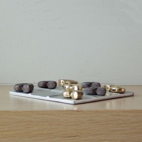 Brass and aluminum tic tac toe game set. 2