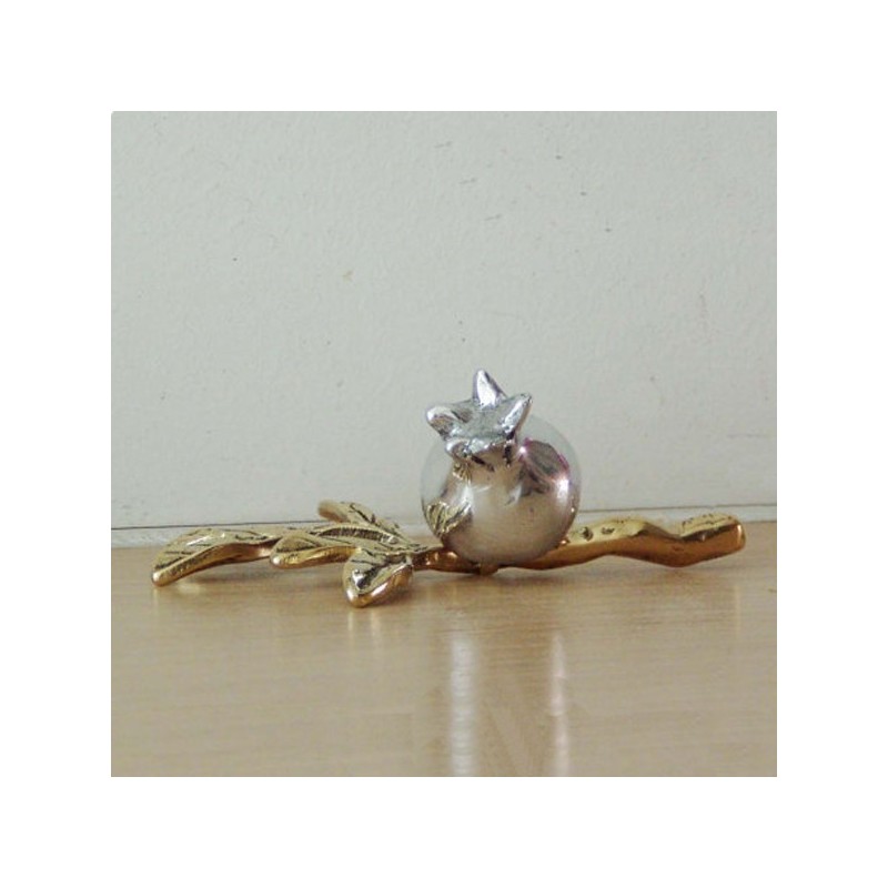 Small pomegranate twig in brass with an aluminum pomegranat.