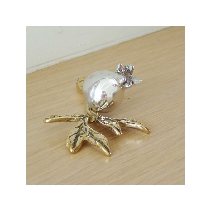 Small pomegranate twig in brass with an aluminum pomegranat.