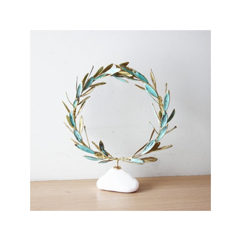 Gold olive wreath, real olive twigs...